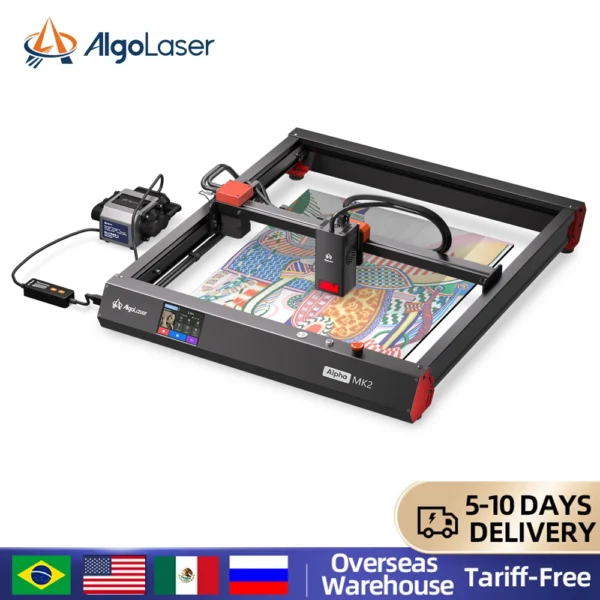 Higher Accuracy AlgoLaser Alpha MK2 20W Output CNC Laser Cutter DIY with 3.5" Touch Screen Offline Usage Laser Cutter 400x410mm