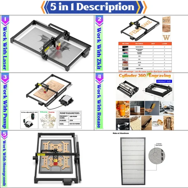 160W Laser Engraving Machine Wood Cutter And Engraver Machine Honeycomb table Laser Engraver For Metal Air Assist Pump CNC Route - Image 2