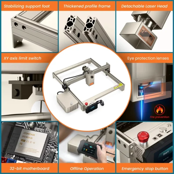 ATOMSTACK 10W 20W 30W 40W Laser Engraver Home DIY 400x400mm Bluetooth TTL FAC Laser Cutting Machine Wood Tool MDF Metal Acrylic - Image 6