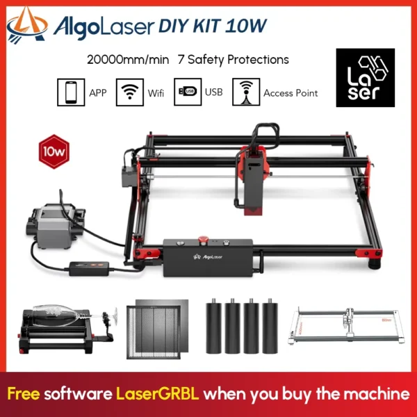 AlgoLaser 10W Laser Potente Laser Engraving Cutting Machine Tools DIY Wood Cutter Support LightBurn Offline Control Engraver