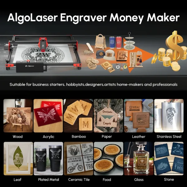 Laser Engraver with Air Pump 20W Output Laser Engraving Cutting Tool for Metal Colorizing, Wood, Acrylic, Leather Emergency Stop - Image 4