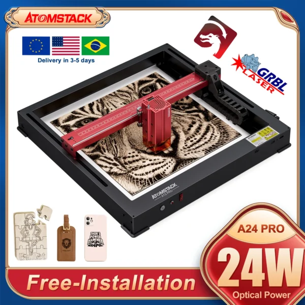 ATOMSTACK A24 Pro Laser Engraving Machine 24W Laser Module with Air Assist CNC Diy Fast Cutting Machine Wood Plastic Acrylic