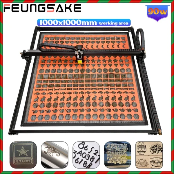 Cnc Laser Engraver Machine With Rotator Diy Logo Laser Engraving Cutting Machine Honeycomb Table 1000*1000Mm Cnc Desktop