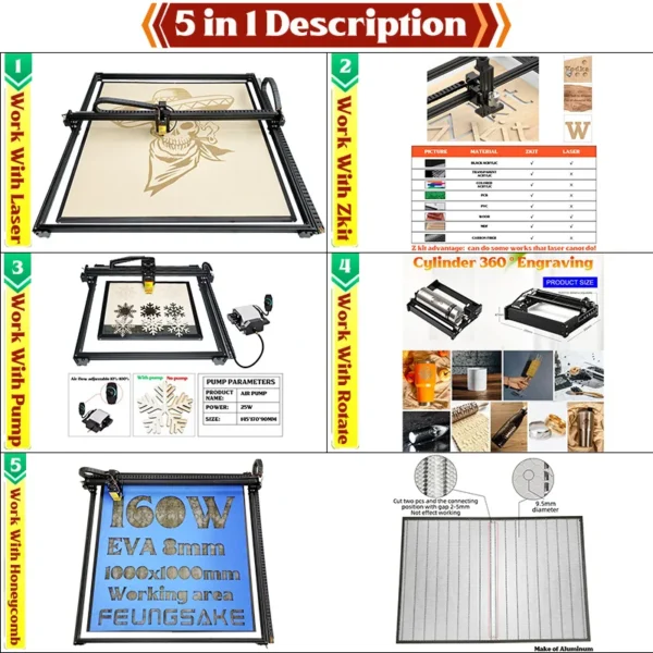 Cnc Laser Engraver Machine Wood Cutter With Air Assist 160W Laser Engraving Cutting Machine Cnc Wood Router - Image 2