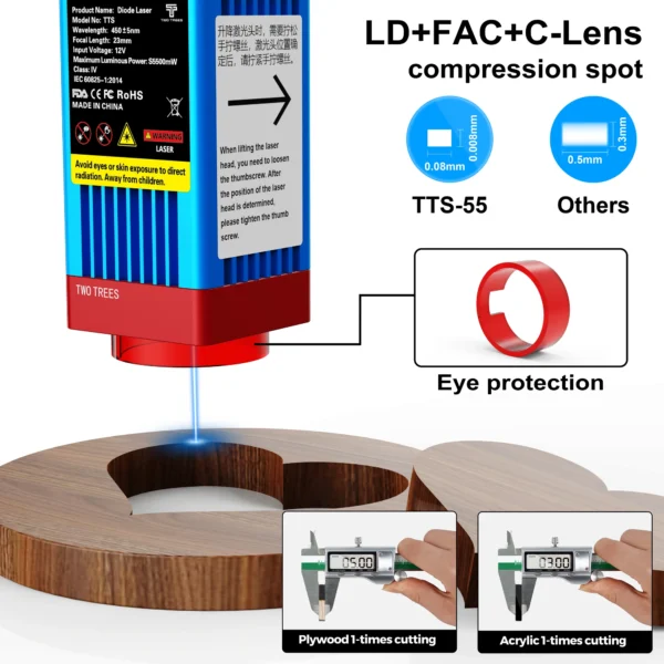 Twotrees CNC Wood Laser Engraving Machine TTS 40W/80W Quartzite Metal Laser Engraver Wifi Control MDF Acrylic Cutting Machine - Image 3
