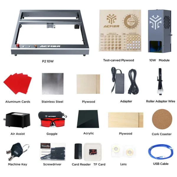 ACMER P2 10W Laser Engraver machine wood engraving cutting machine APPwifi Control CO2 CNC Laser Printer With Auto Air - Image 6
