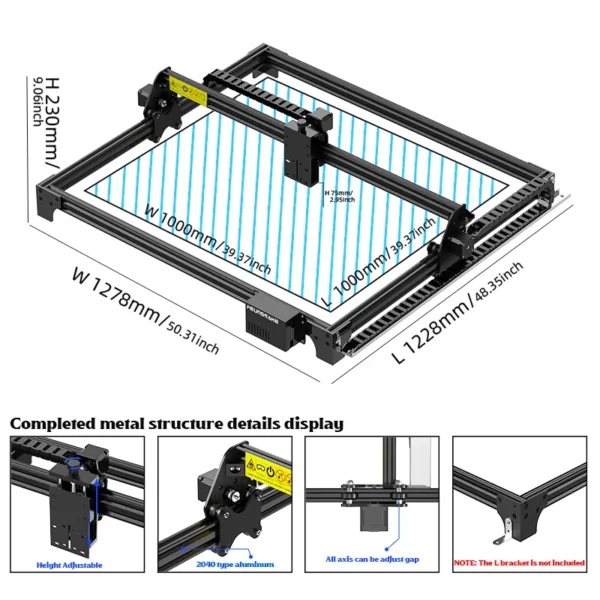 Large Cnc Laser Engraver Frame Only 1000*1000mm Laser Engraving And Cutting Machine Frame Kit CNC Router Machine Parts - Image 2
