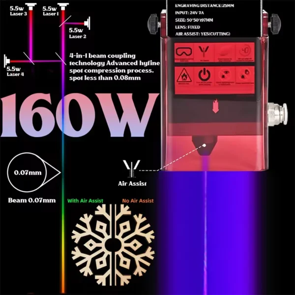 160w Laser Engraving And Cutting Machine For Wood Printer Diy Logo Laser Engraver Machine Air Assist Pump - Image 3