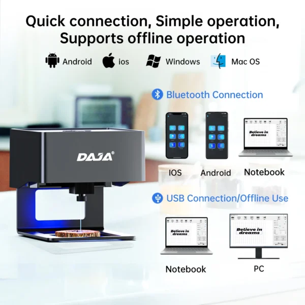 DAJA DJ6 Mini Portable Laser Engraver Diy Bluetooth Machine Painted Dog Tag Paper Leather Wooden Plastic Logo CNC Machine - Image 4