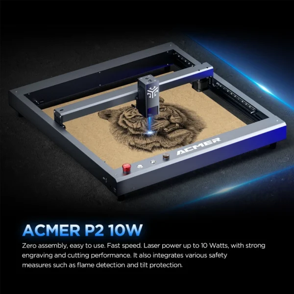 ACMER P2 10W Laser Engraver machine wood engraving cutting machine APPwifi Control CO2 CNC Laser Printer With Auto Air - Image 2