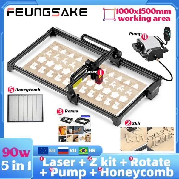 Laser Engraving And Cutting Machine 90w Wood Printer Laser Cutting Machine For Wood Engraver Metal Cnc Desktop